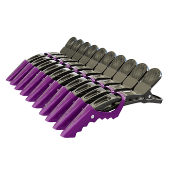 Hair Expert Clip Зажими-крокодили, х10, Фіолетові